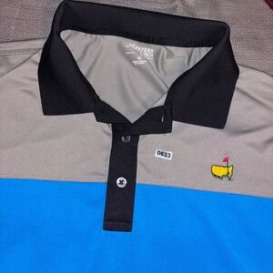 Masters Tech Golf Polo Shirt Mens XL Blue Grey Colorblock Short Sleeve Logo